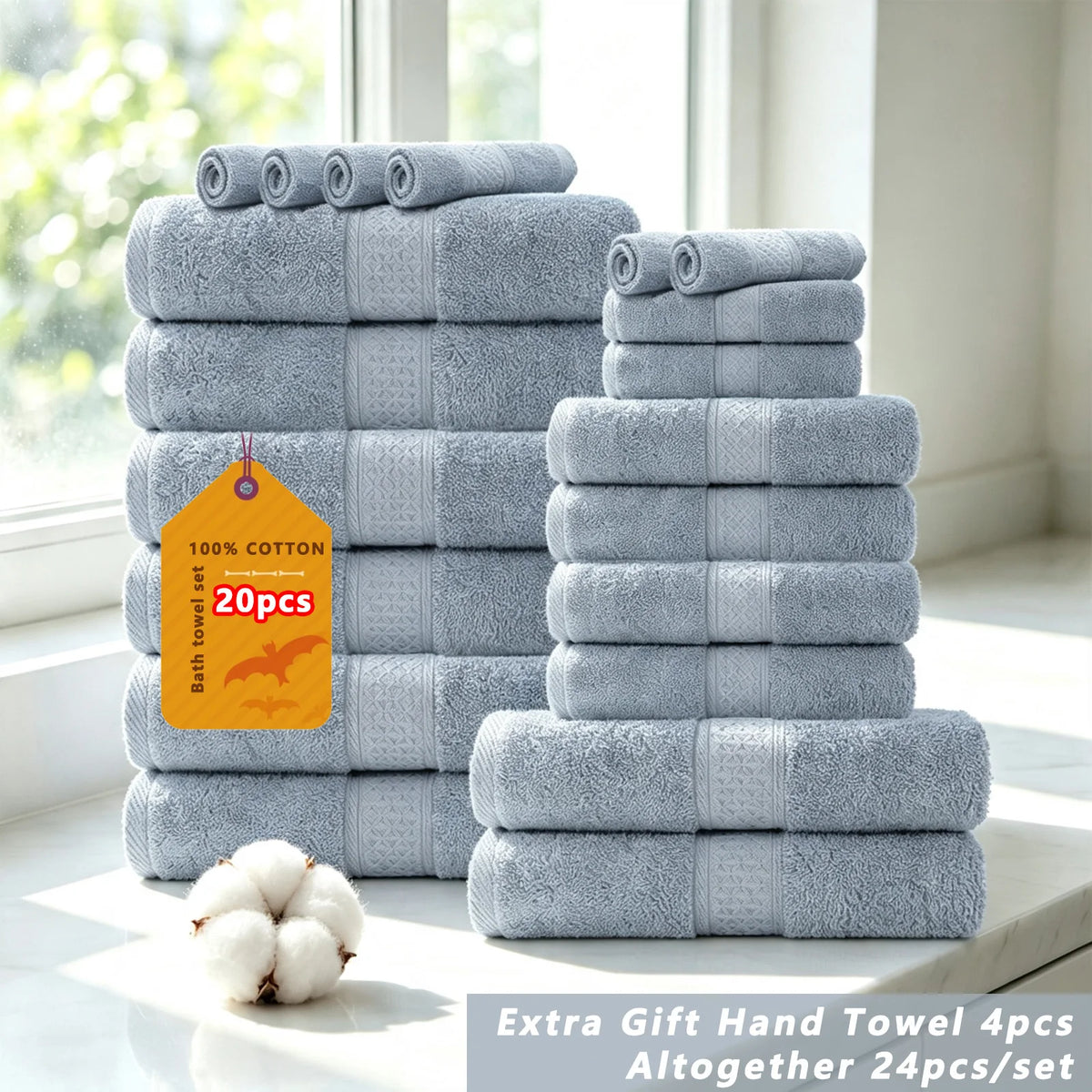 Premium Cotton Bath Towel Set Bathroom High Absorption Fast Drying