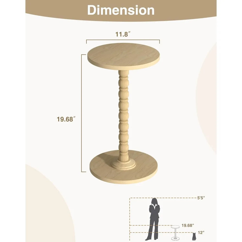 NBVCX Round Wood Leg Pedestal Side Table For Living Room