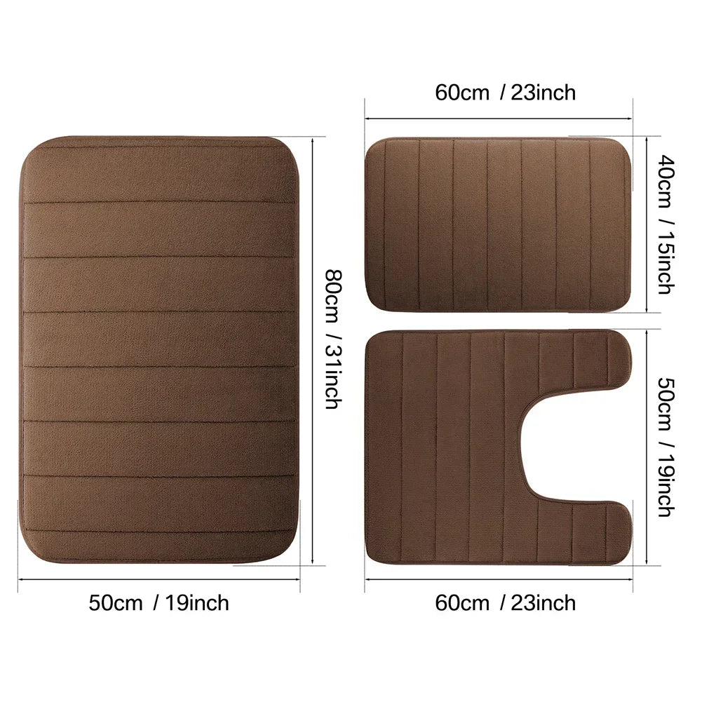 Memory Foam Bath Mat Non Slip Ultra Absorbent Cotton Rug Machine Washable