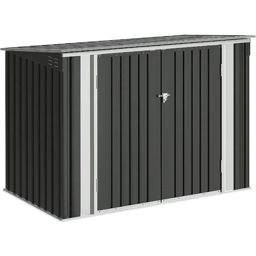 Devoko Metal Outdoor Storage Shed With Lockable Sloping Roof