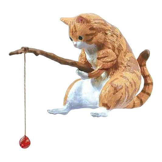 Sikiwind Cute Fishing Cat Figurine Sitting Cat Ornament Aquarium