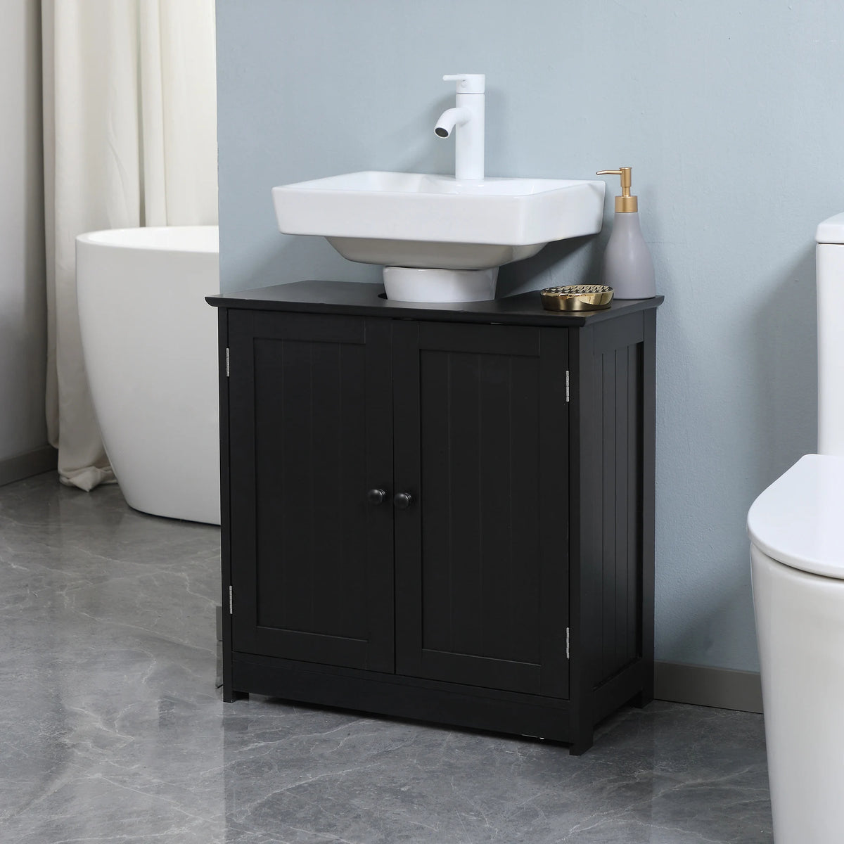 Homcom Modern Under Sink Bathroom Cabinet With Double Door Storage