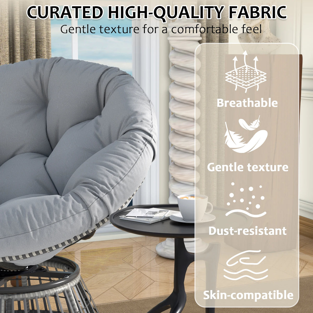 Avenvista Swivel Papasan Chair Outdoor Wicker Rattan Comfort