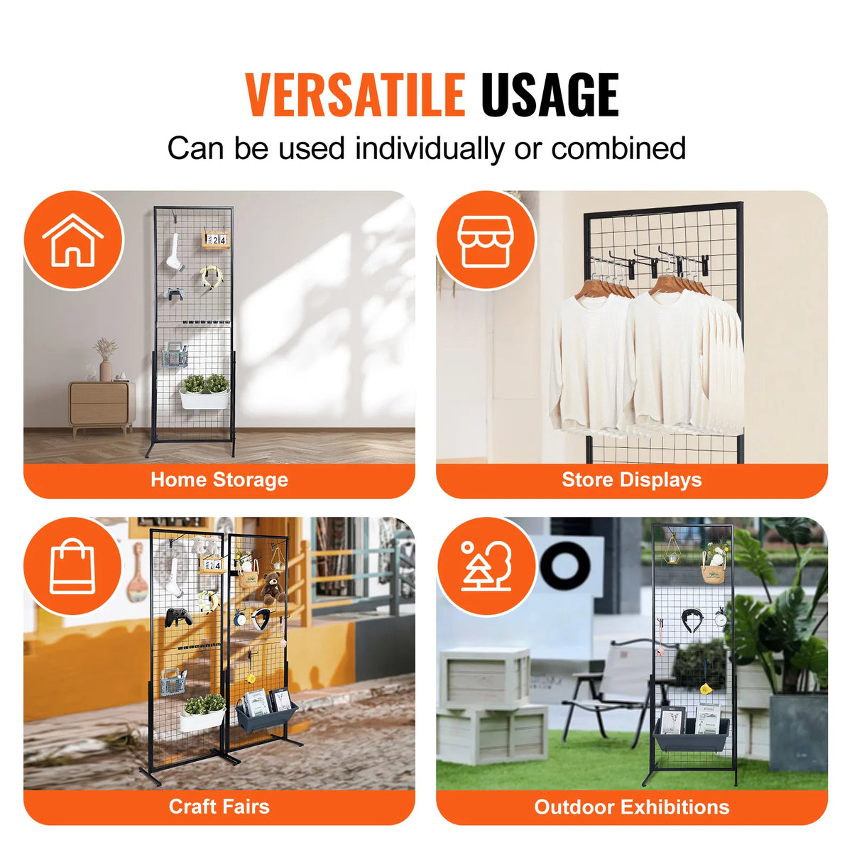 SucceBuy Grid Wall Panels Double Sided Gridwall Display Racks
