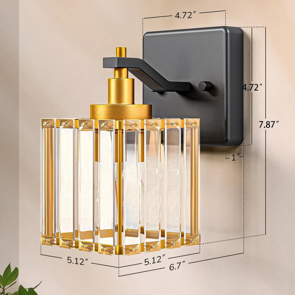 Modern Hardwired Crystal Wall Sconces For Bathroom Vanity Lighting