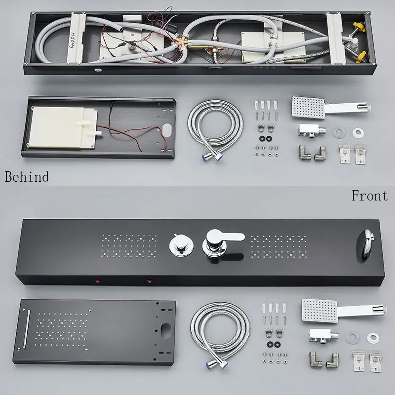 Led Shower Panel With Rainfall Column Faucet Hot And Cold Water