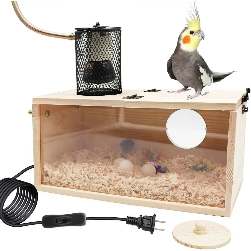 Traditional Wood Bird Nesting Box With Integrated Heat Lamp
