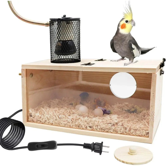 Traditional Wood Bird Nesting Box With Integrated Heat Lamp