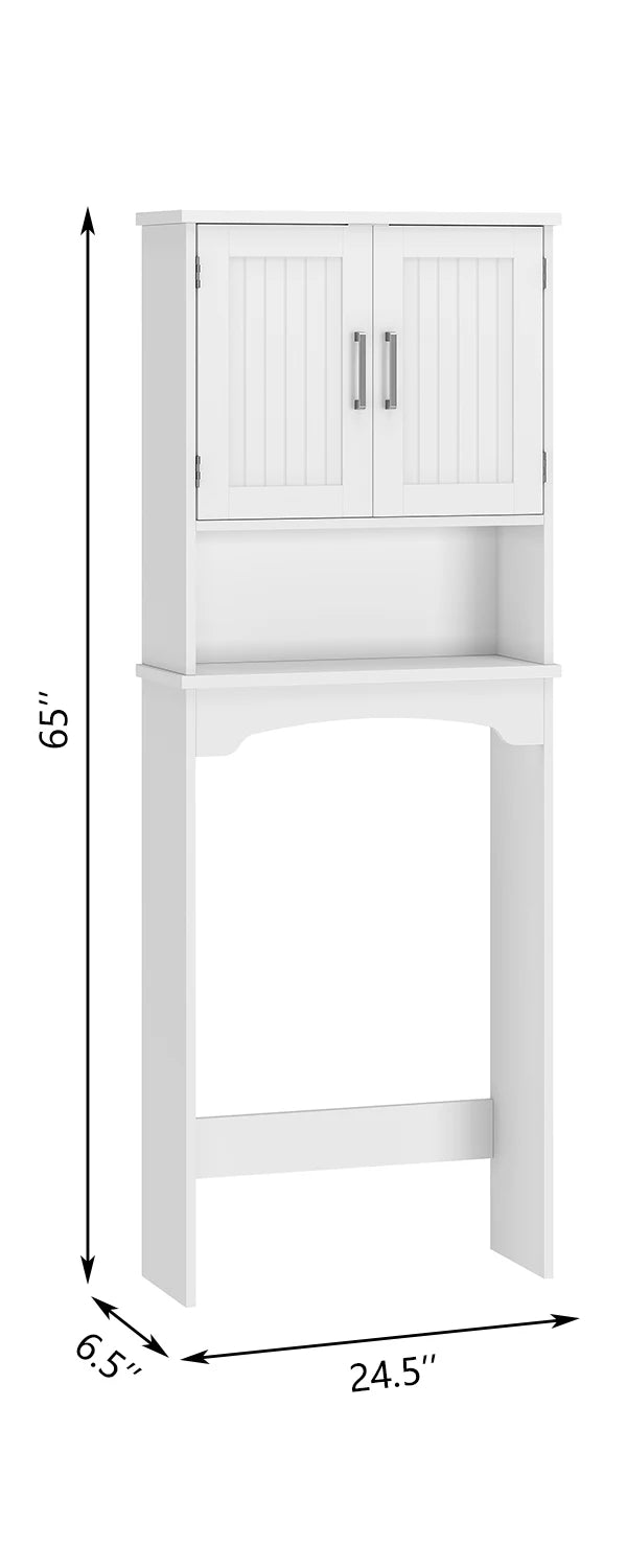 HiMISS Over Toilet Storage Cabinet With Double Doors And Open Shelf