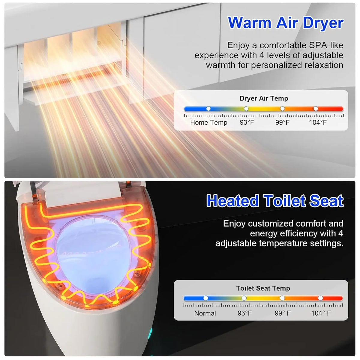 Smart Toilet With Built In Bidet Foam Shield Auto Open Close Lid Dual Flush