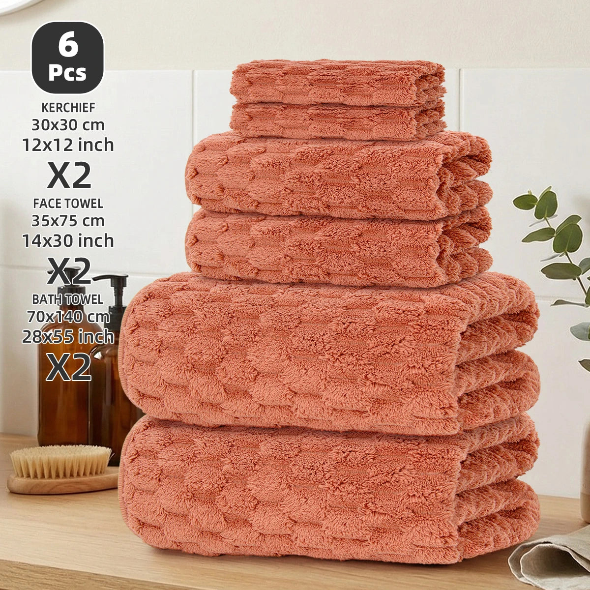 Luxury 6 Piece Velvet Bath Towel Set Soft Stain Resistant