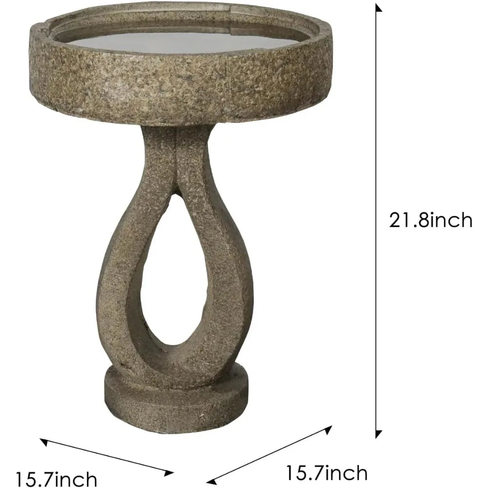 Concrete Bird Bath With Geometric Pedestal For Outdoor Garden Decor