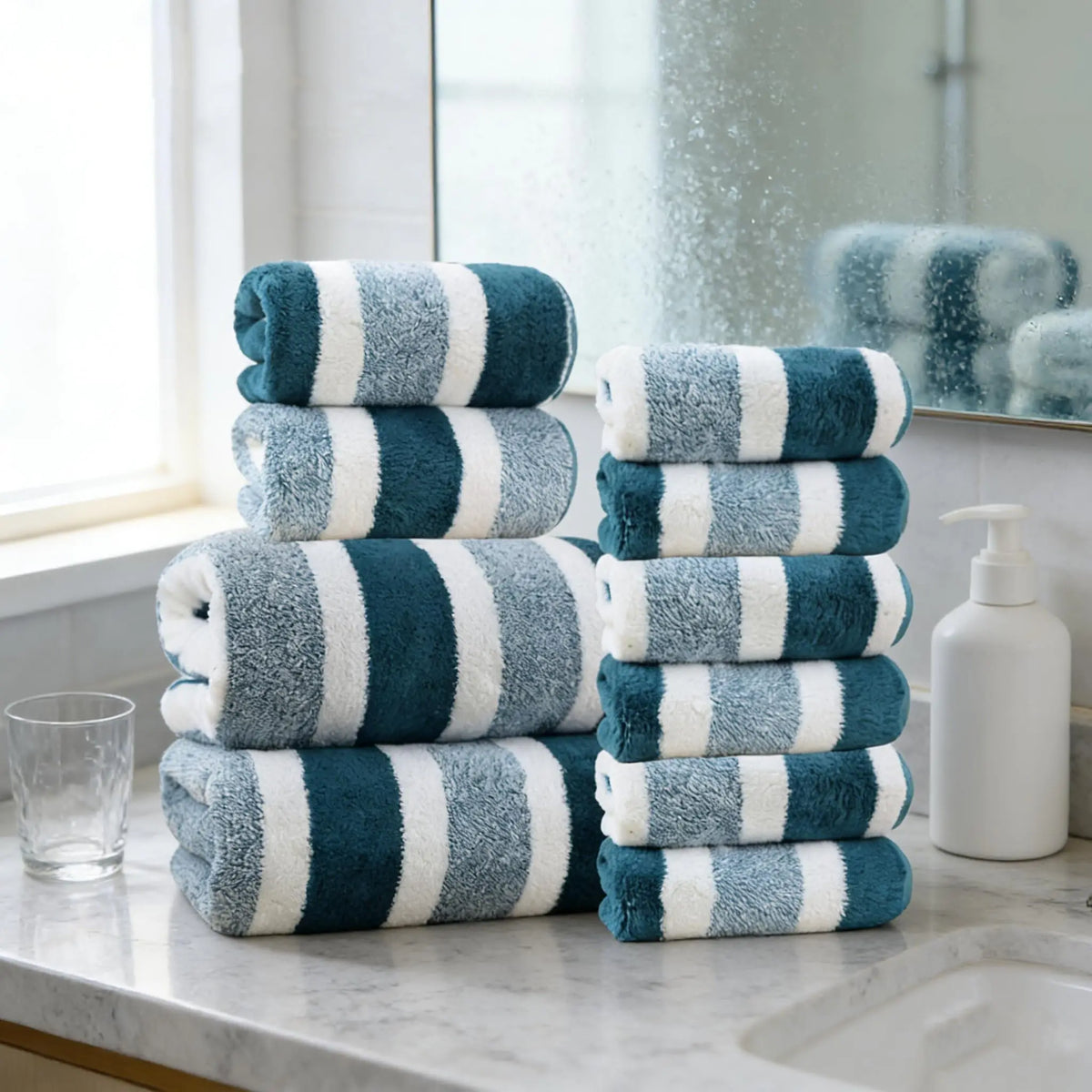 Quick Absorbent Plush Bathroom Towel Set For Home And Hotel