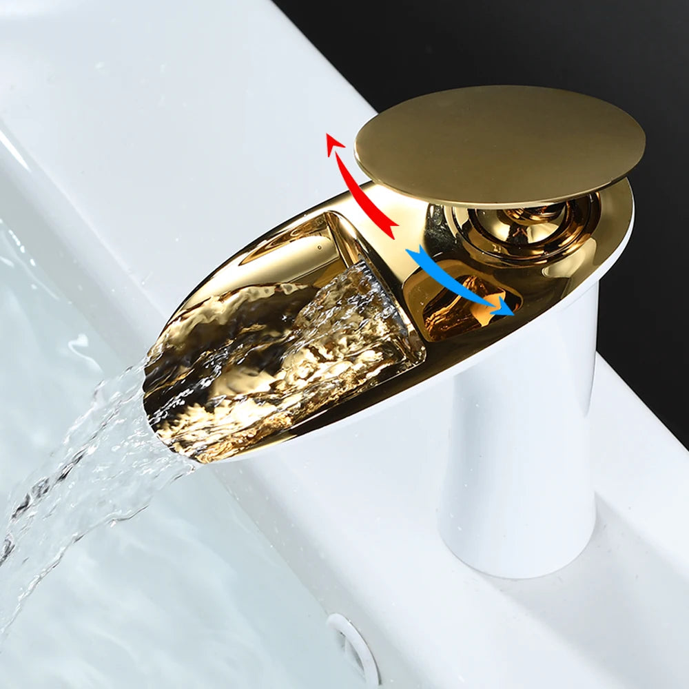 Brass Waterfall Single Handle Deck Mounted Basin Faucet 855