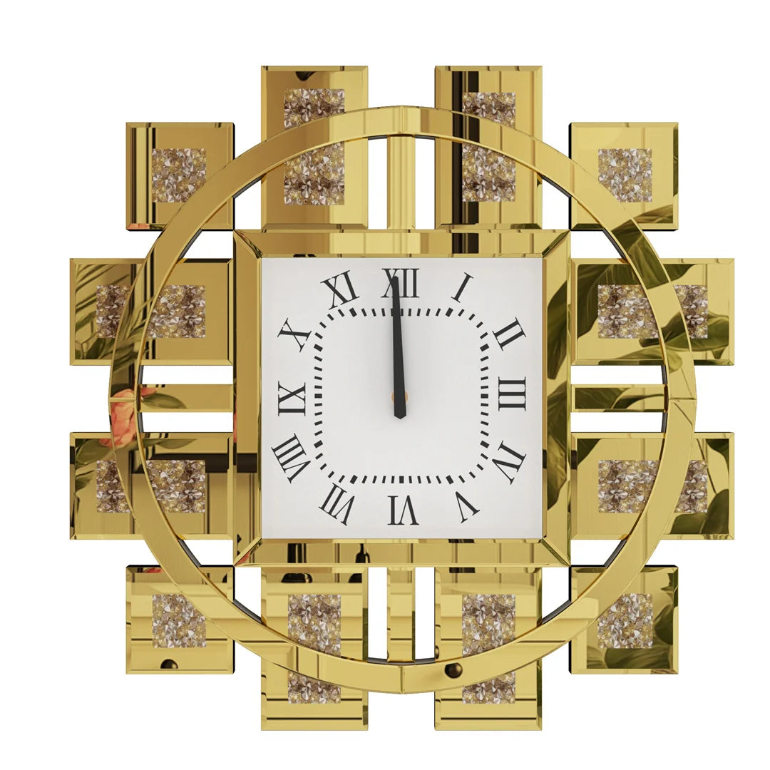 Decorative Wall Clock With Crushed Diamond Crystal Inlay Battery Operated