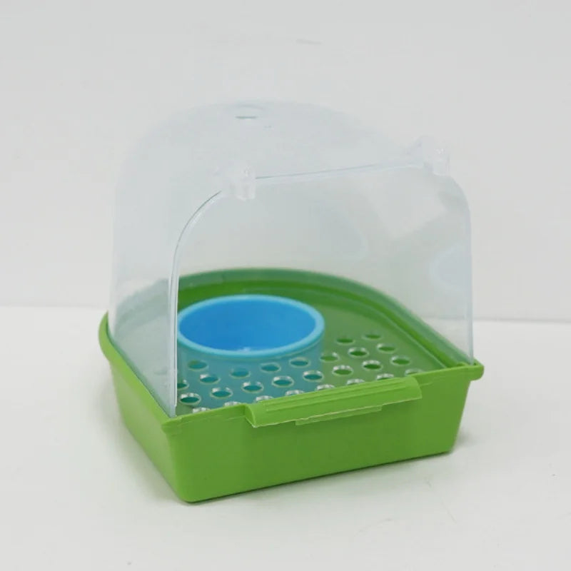 Hanging Anti Spill Bird Bath Plastic Washable Parrot Cage Accessory