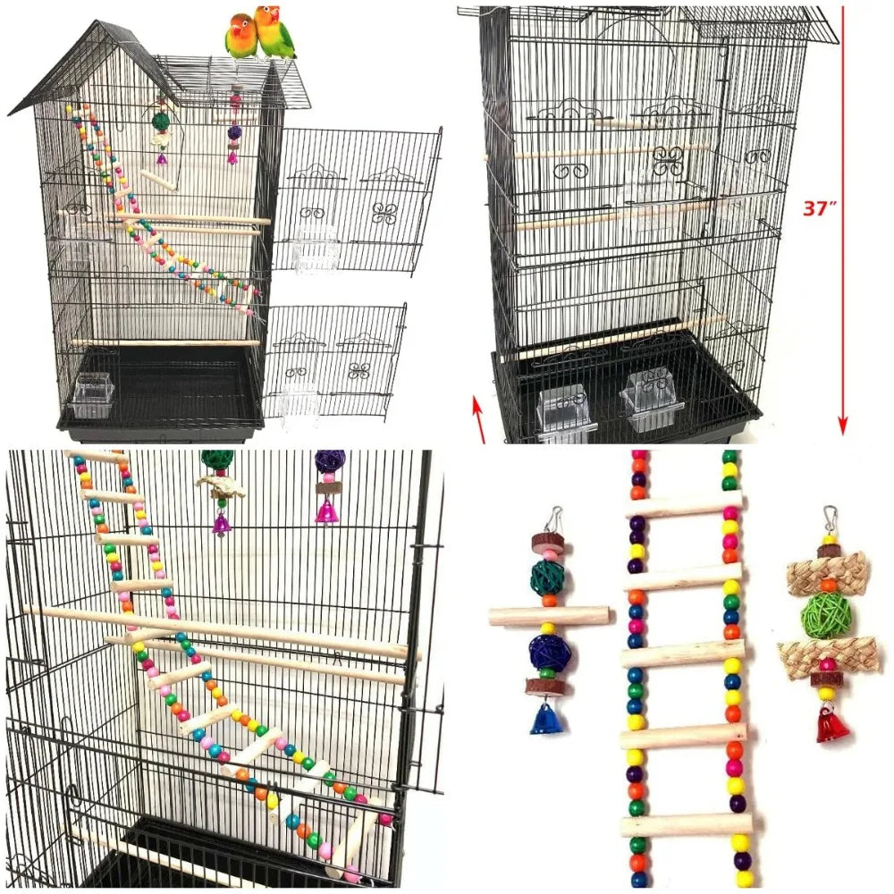 Mcage Flight Double Top Bird Cage With Toys Nesting Box