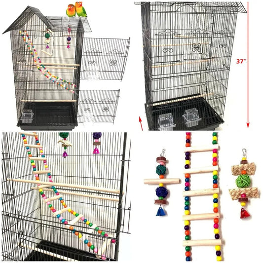 Mcage Flight Double Top Bird Cage With Toys Nesting Box