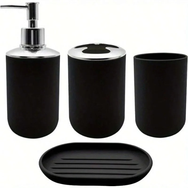 Modern Bathroom Accessory Set With Soap Dispenser And Toothbrush Holder