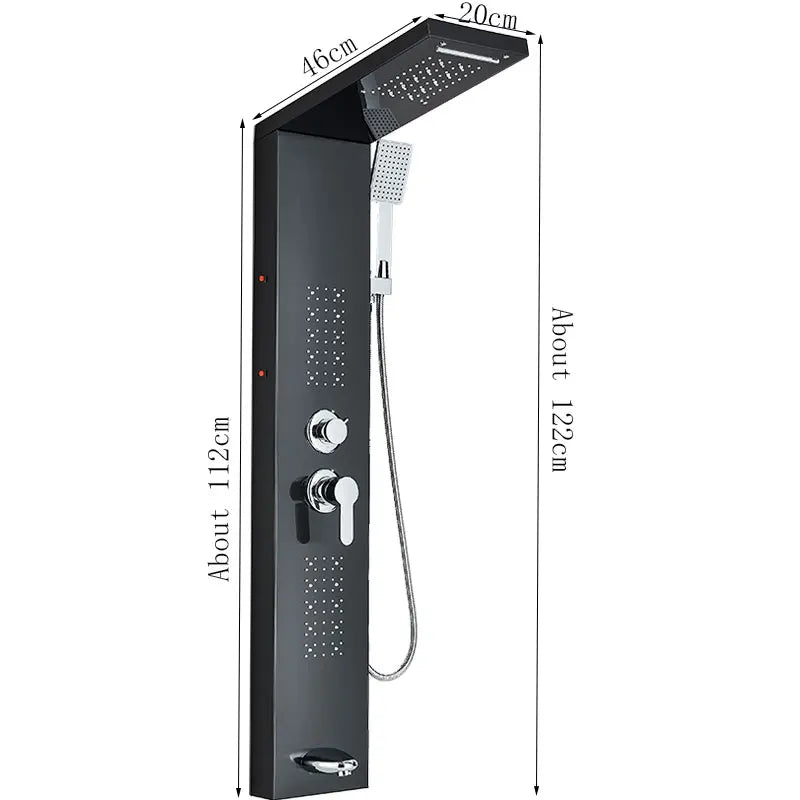 Led Shower Panel With Rainfall Column Faucet Hot And Cold Water