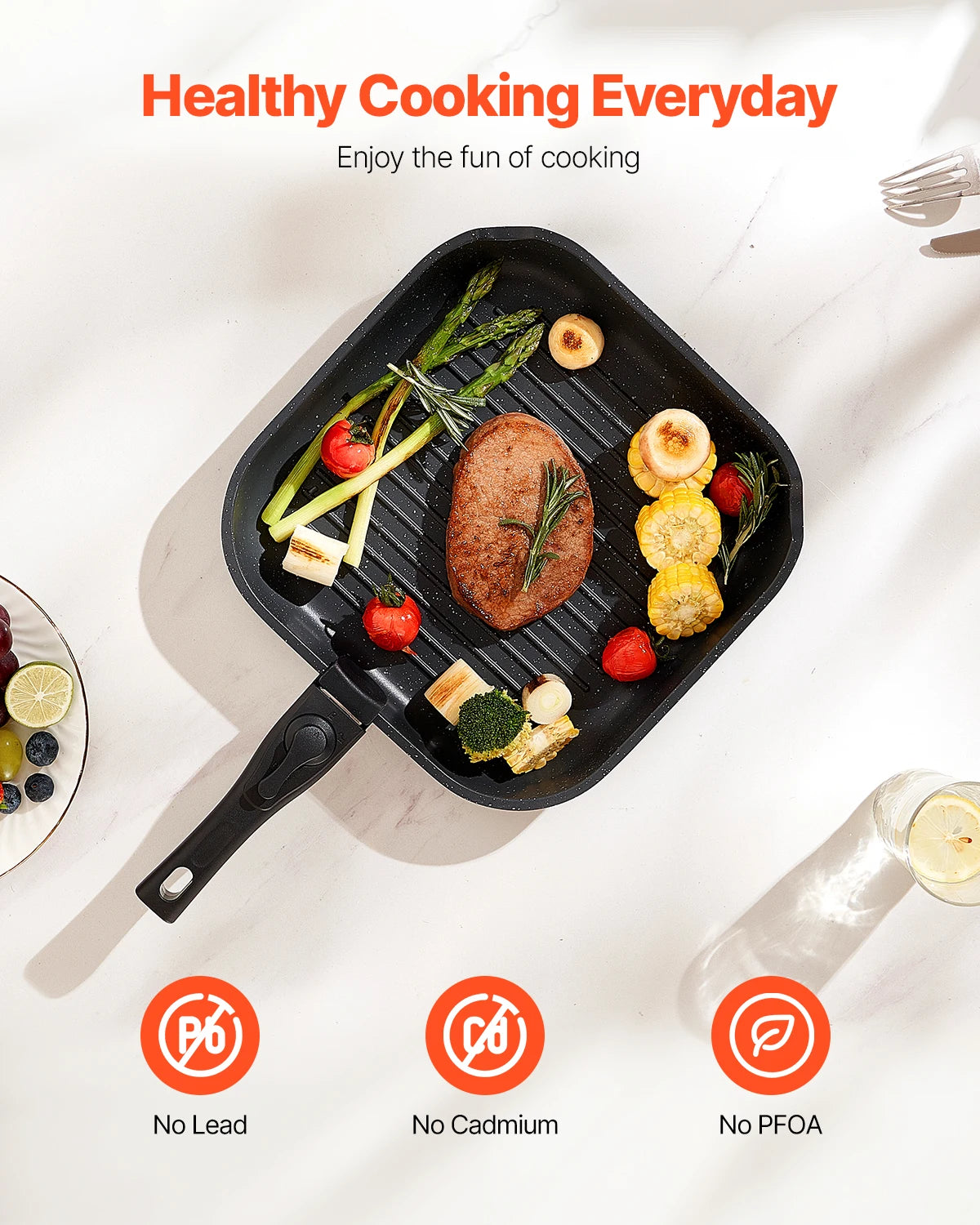 SucceBuy 17 Piece Nonstick Granite Cookware Set For Induction Compatible