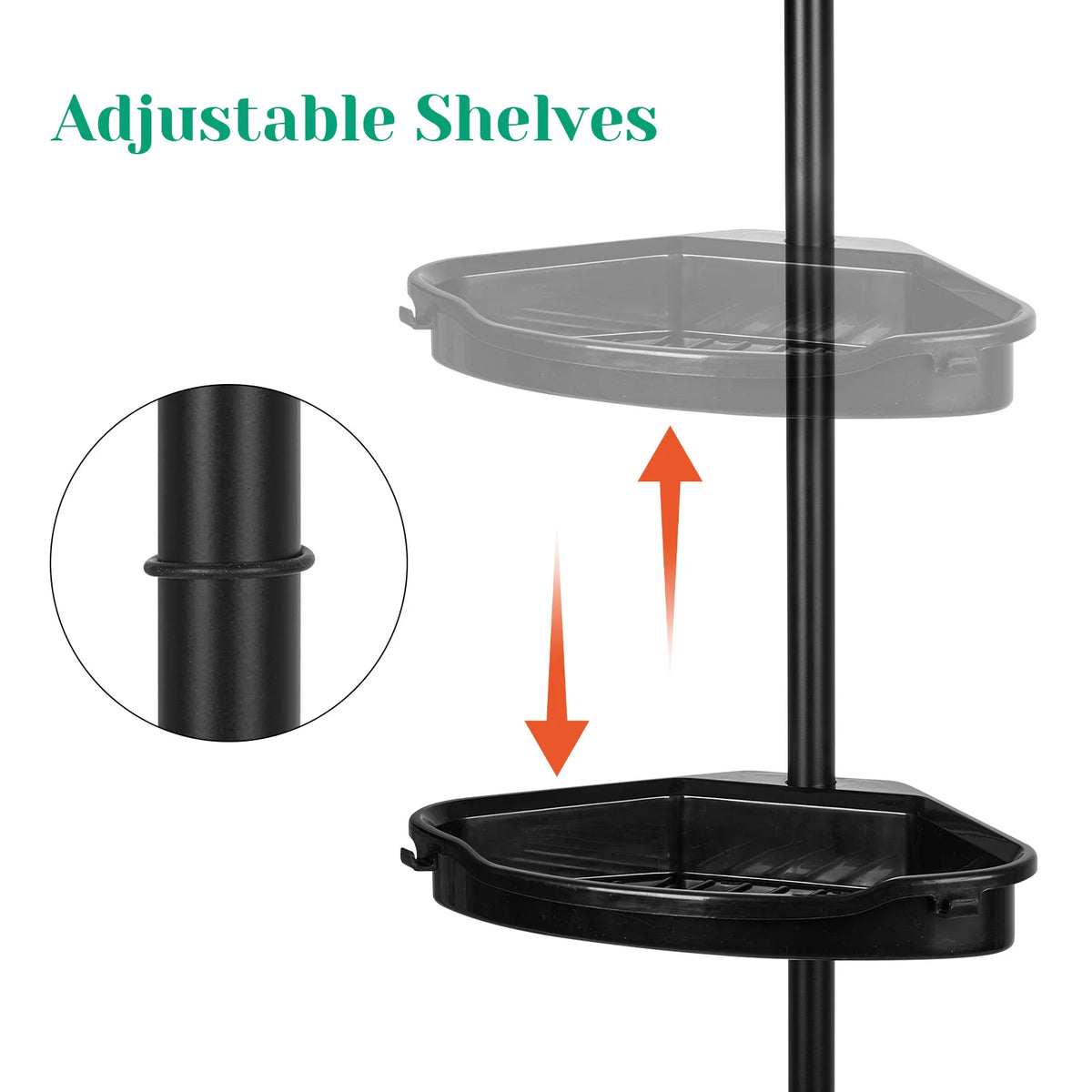 HiMISS Corner Shower Caddy Tension Pole Four Tier Organizer