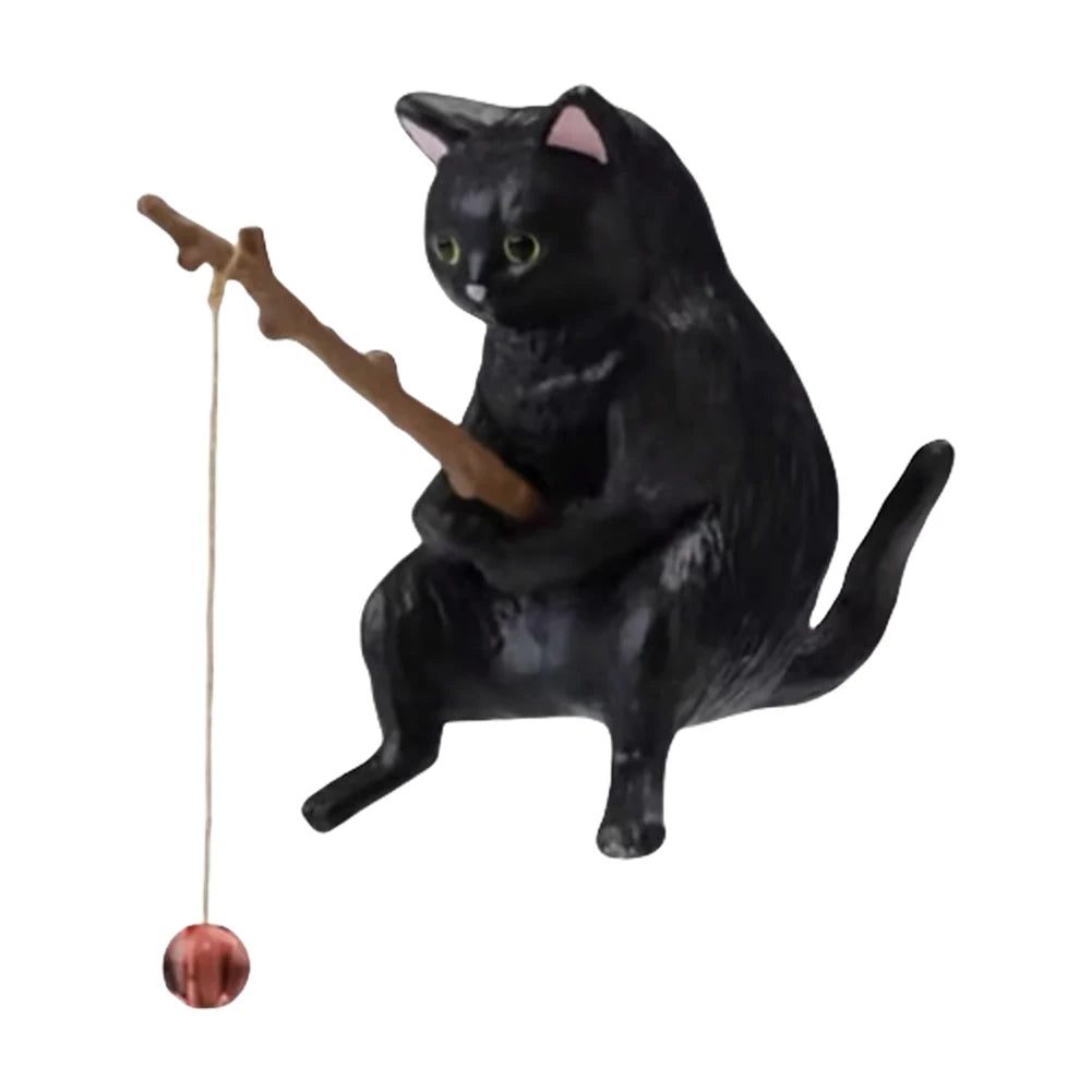 Sikiwind Cute Fishing Cat Figurine Sitting Cat Ornament Aquarium