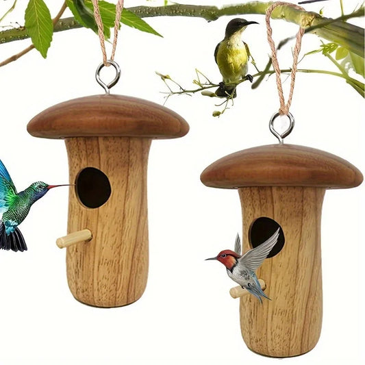 Natural Wooden Outdoor Hummingbird Nest Hanging For Garden Birds