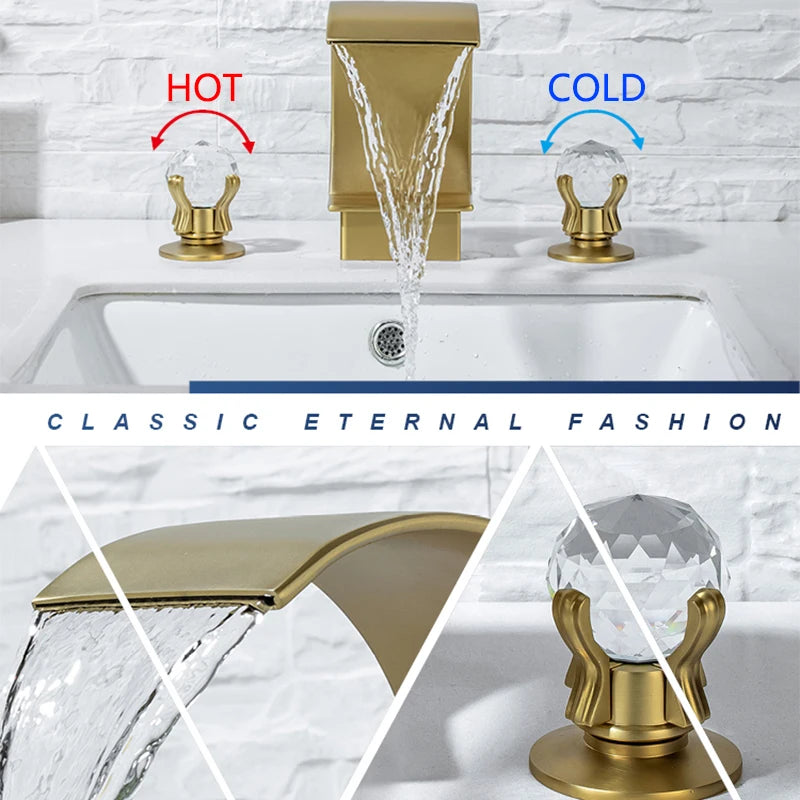 Wanmivezlo Brass Deck Mount Widespread Bathroom Basin Faucet Dual Handle