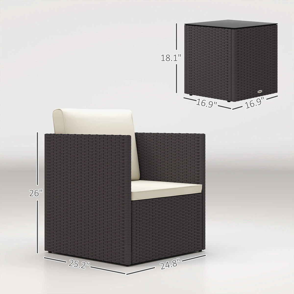 Outsunny Folding Wicker Patio Furniture Set For Outdoor Gardens
