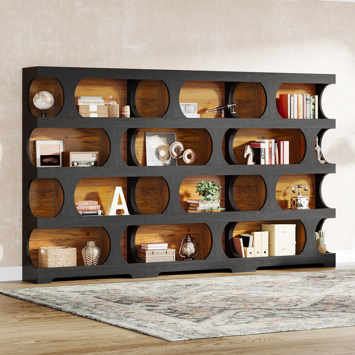 Tribesigns Four Tier S Shaped Wooden Bookcase Freestanding Display Shelf