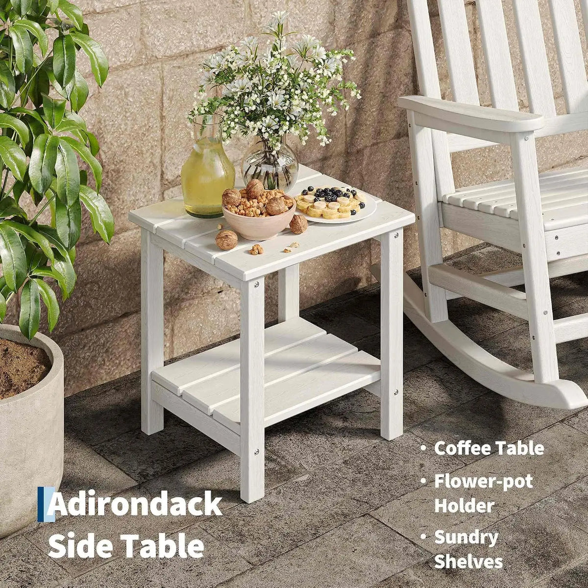 Twister HDPE Outdoor Patio Rocking Chair Set With Table