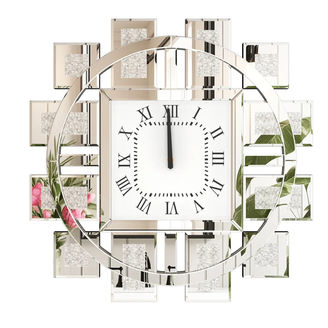 Decorative Wall Clock With Crushed Diamond Crystal Inlay Battery Operated