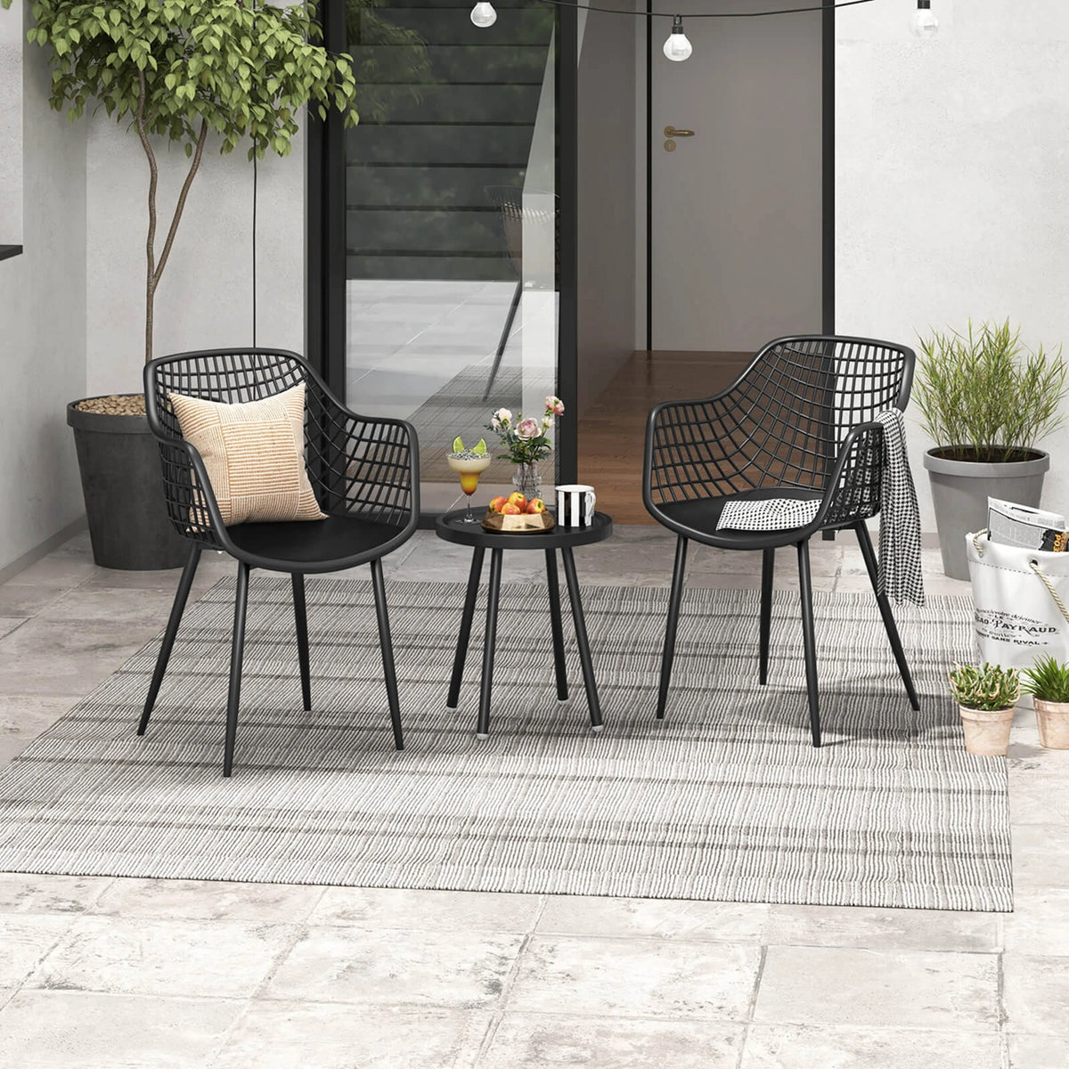 Homasis Three Piece Patio Bistro Set With Table And Chairs