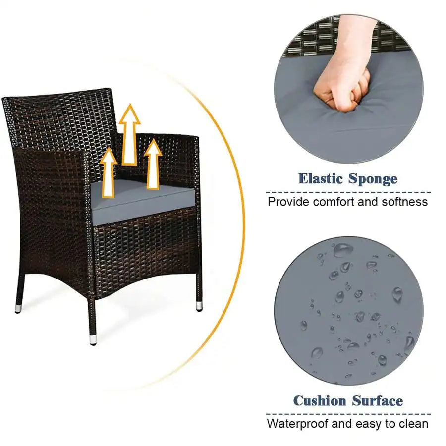 Rattan Patio Furniture Set With Cushioned Sofa And Coffee Table