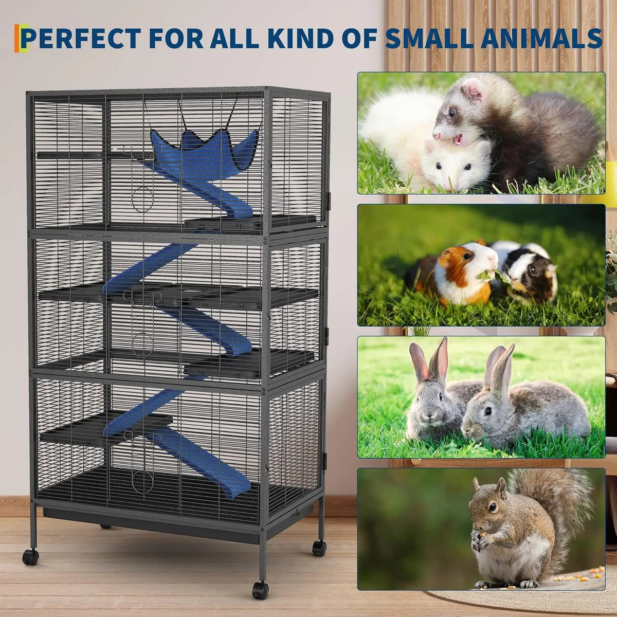 Metal Bird Cage With Rolling Stand And Multiple Access Doors