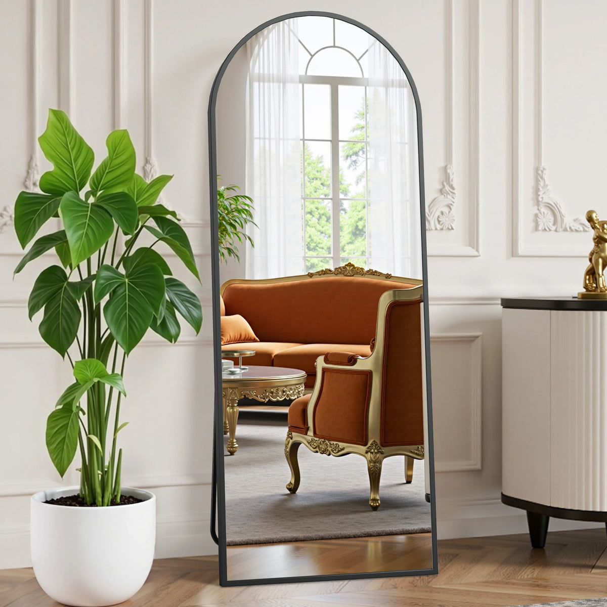 JHK Full Length Mirror With Tempered Glass Aluminum Frame