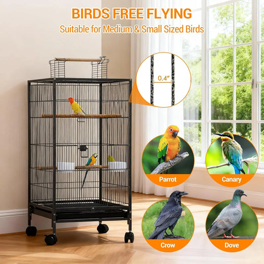 Studyset Stainless Steel Bird Cage Rolling Stand Slide Out Tray