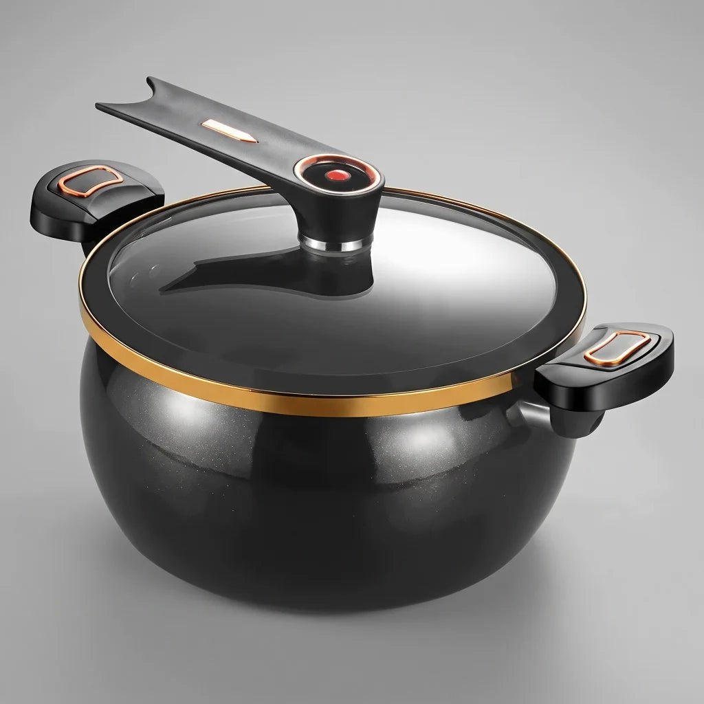 Micro Pressure Cast Iron Stock Pot With Glass Cover