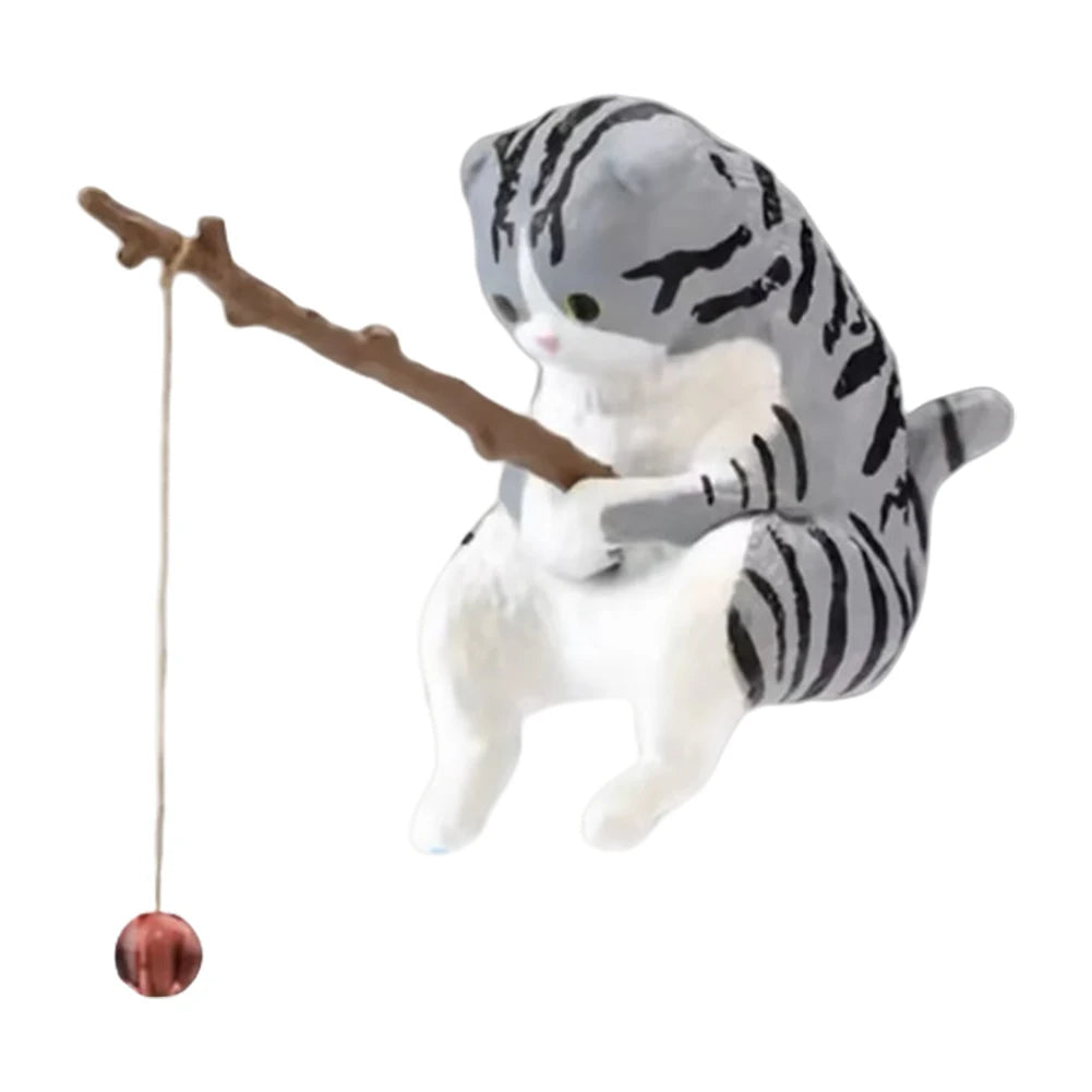 Sikiwind Cute Fishing Cat Figurine Sitting Cat Ornament Aquarium