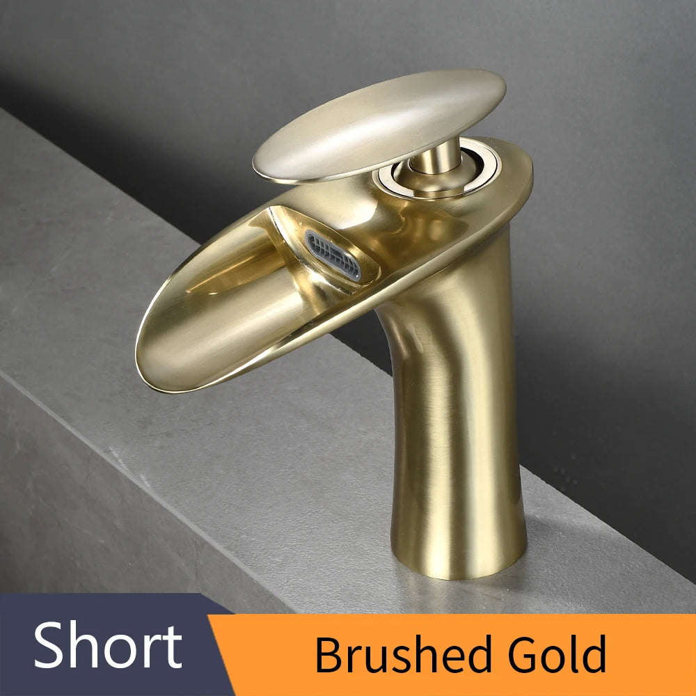 Brass Waterfall Single Handle Deck Mounted Basin Faucet 855
