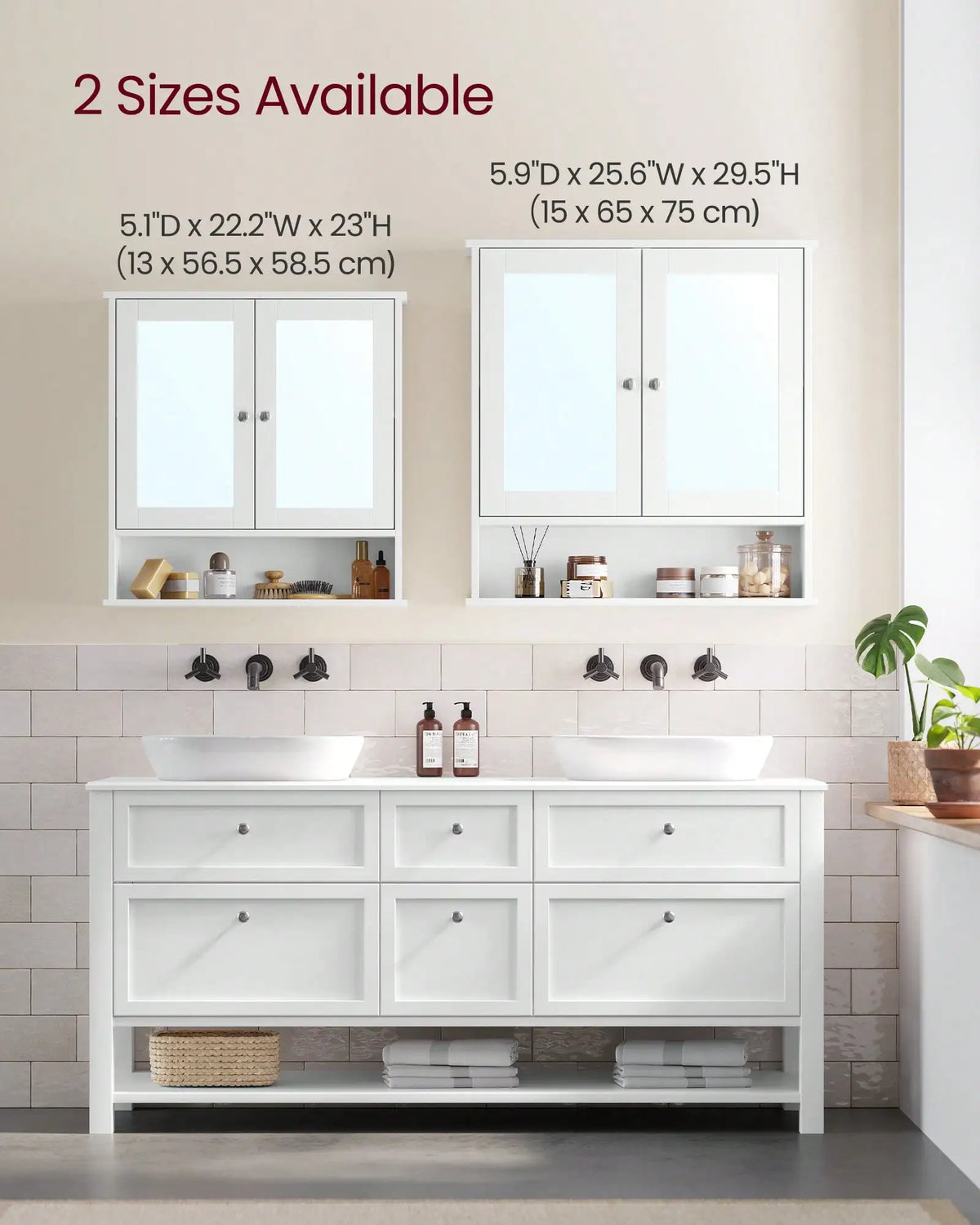 Wood Wall Mount Medicine Cabinet Mirrored Doors Adjustable Storage