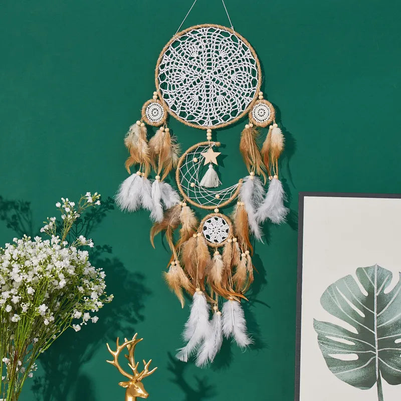 Dream Catcher 5 Piece Large Moon Dream Chaser Bohemian Wall Decor
