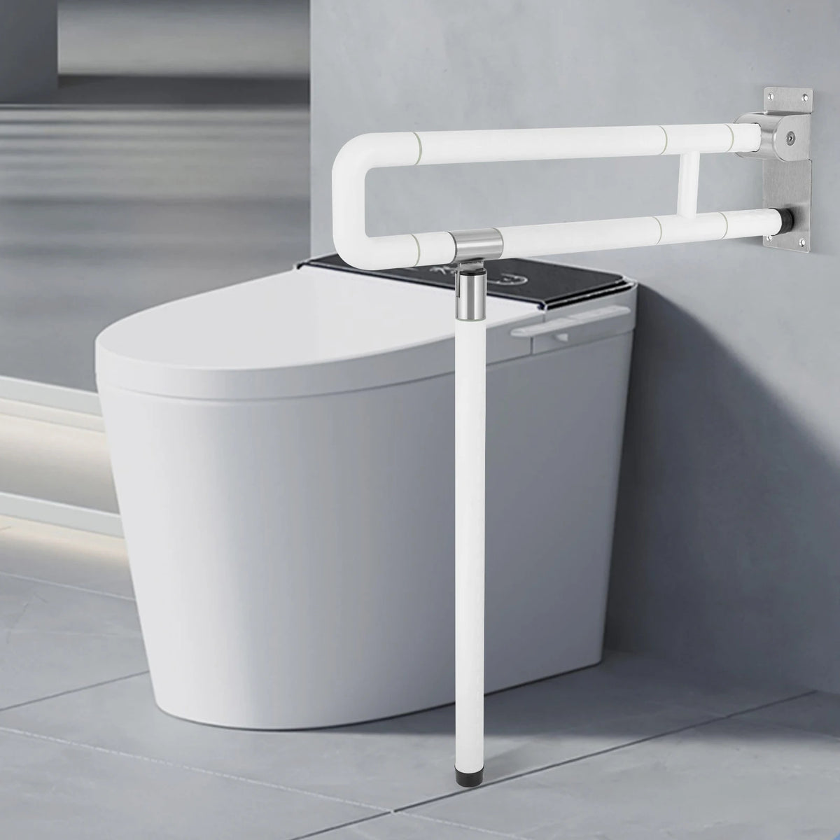 Non Slip Toilet Grab Bar Foldable Drop Down Rail For Handicap Use
