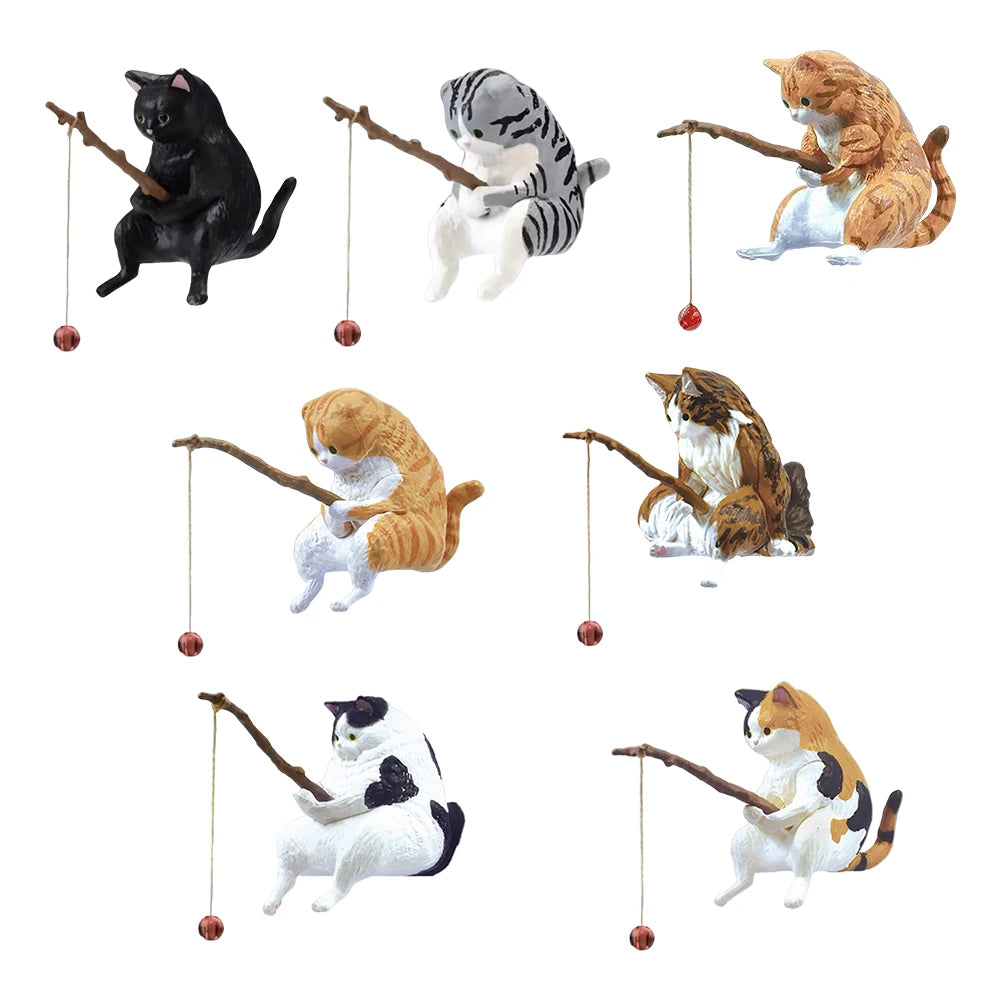 Sikiwind Cute Fishing Cat Figurine Sitting Cat Ornament Aquarium