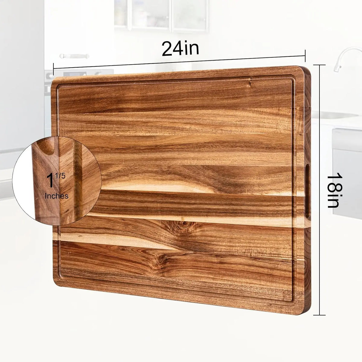 TWISTER.CK Wood Cutting Board With Juice Groove And Handle Reversible