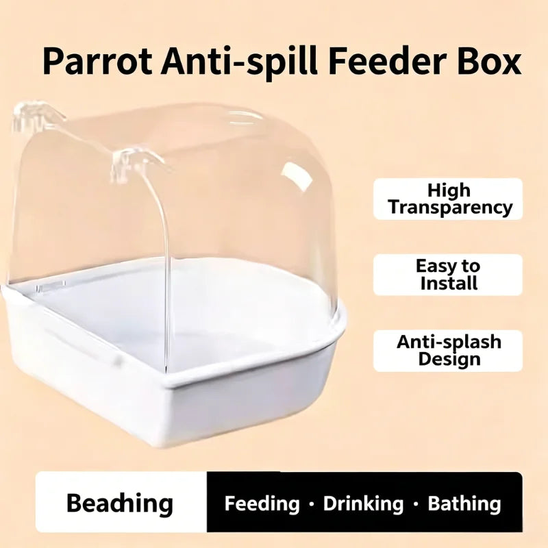 Hanging Anti Spill Bird Bath Plastic Washable Parrot Cage Accessory