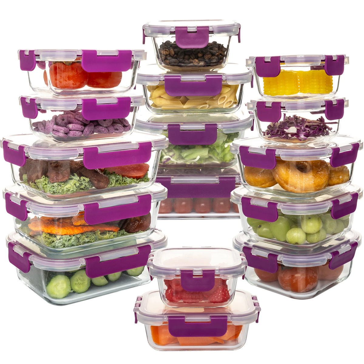 Glass Food Storage Containers Leakproof Airtight BPA Free Microwave Safe