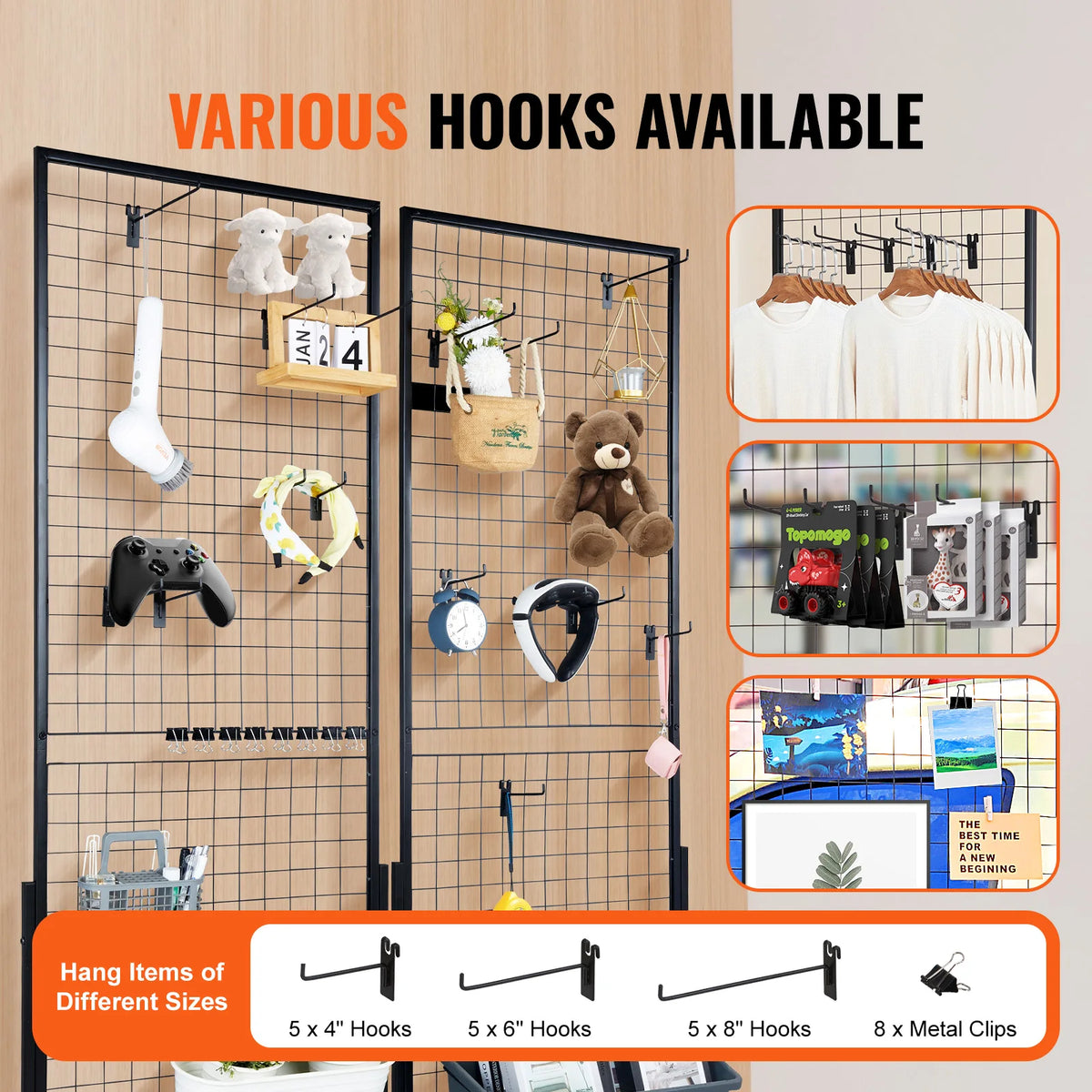 SucceBuy Grid Wall Panels Double Sided Gridwall Display Racks