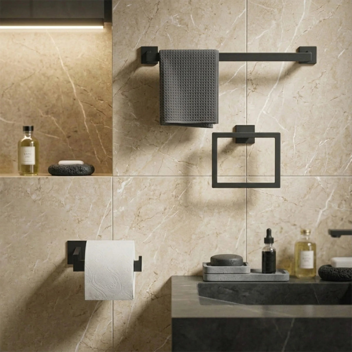 Stainless Steel Bathroom Hardware Set Wall Mounted Towel Kit